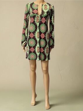 Velvet Torch Long Sleeve Mini Dress In Pink Green